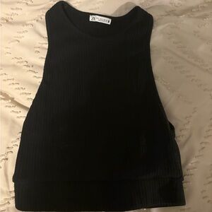 Black Zara Ribbed Tank